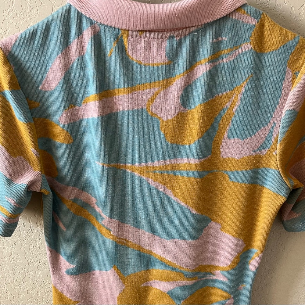 Zara Women’s Jacquard Knit Polo Midi Dress Size S Pink Blue Orange - Picture 9 of 12